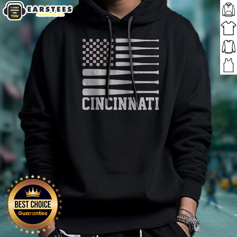 Pretty Cincinnati Baseball Bat American Flag Shirt - Image 2