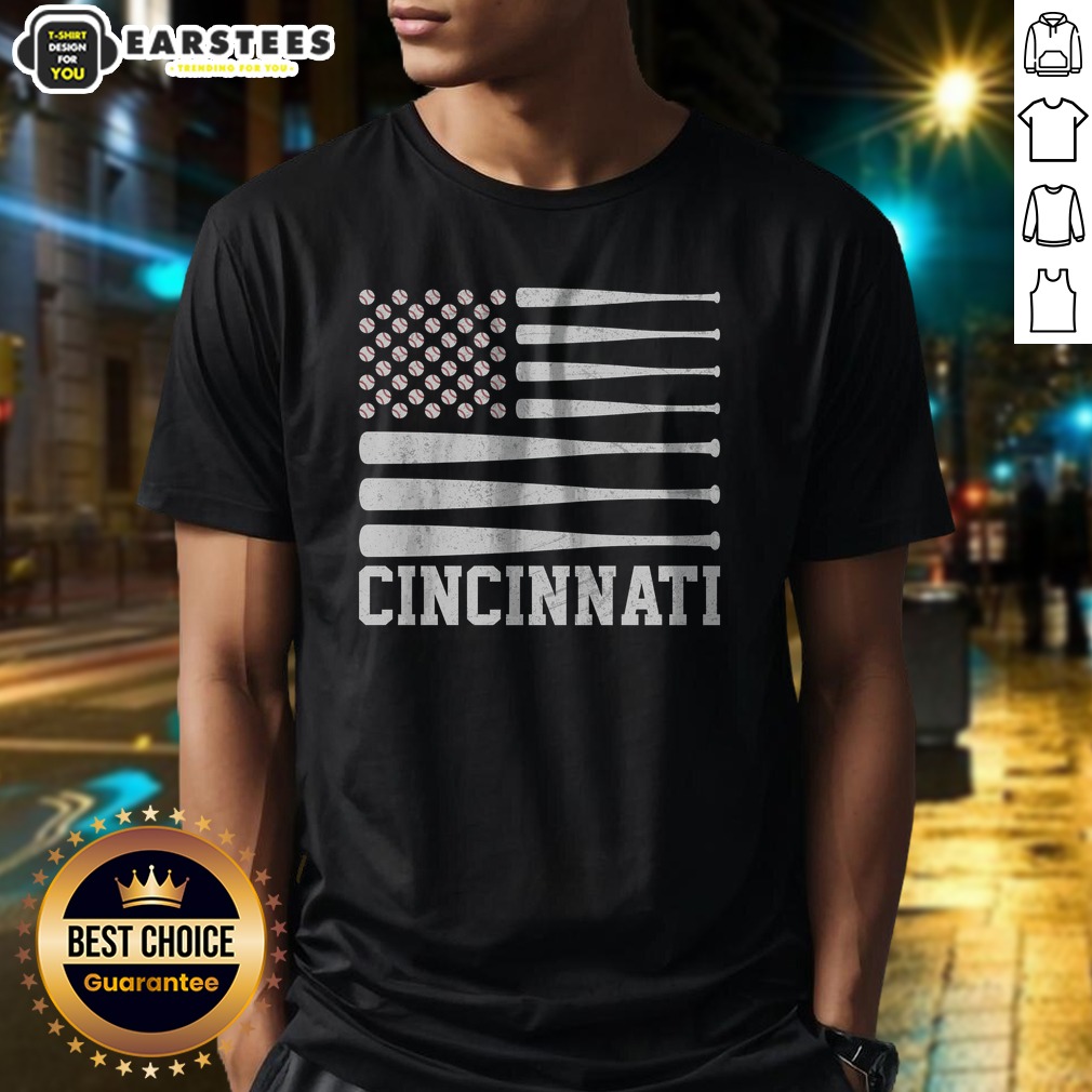 Pretty Cincinnati Baseball Bat American Flag Shirt