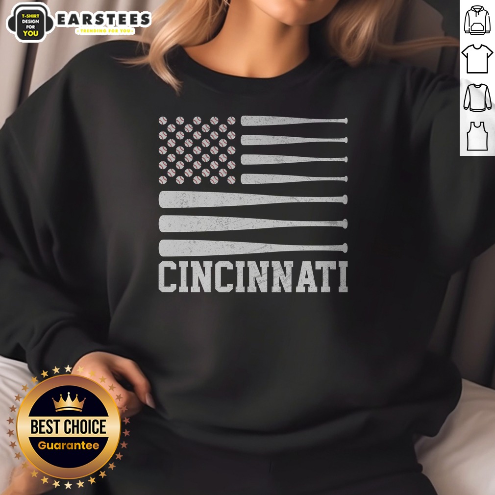 Pretty Cincinnati Baseball Bat American Flag Shirt - Image 4
