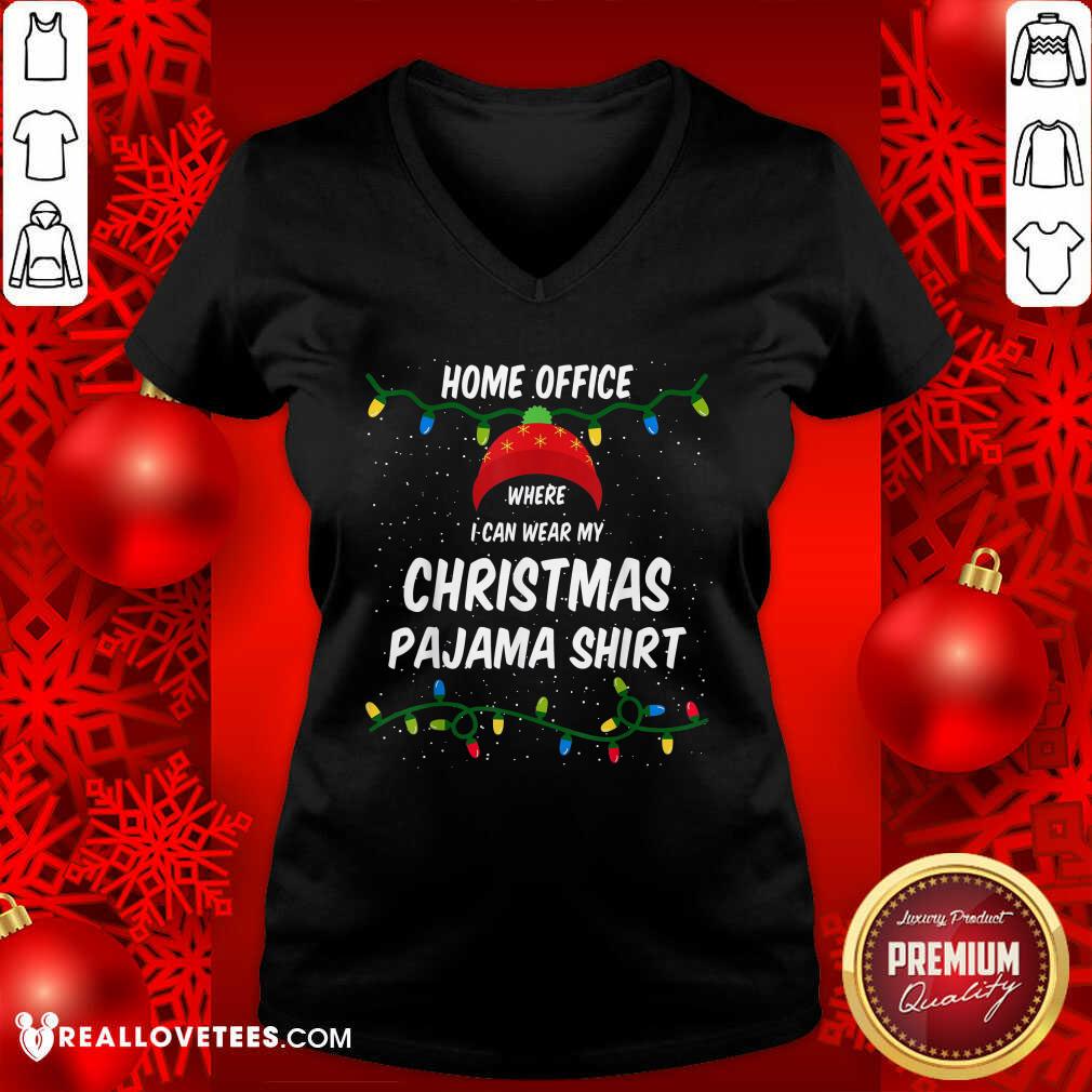 Top Home Office Where I Can Wear My Christmas Pajama Lights Shirt - Image 5