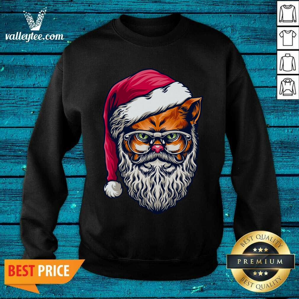 Luxury Awesome Xmas Wildcat Santa Claus Christmas Wearing Glasses Shirt - Image 2