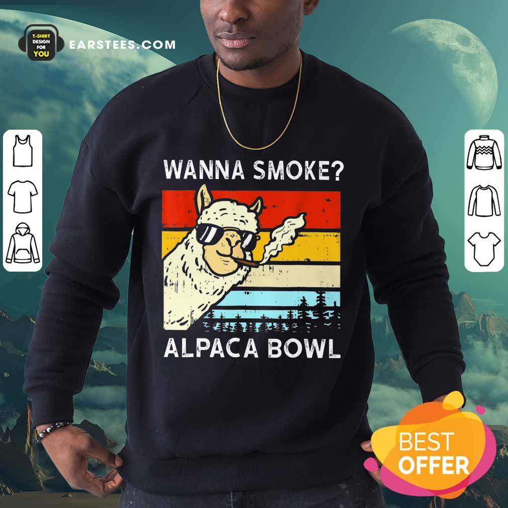 Funny Wanna Smoke Alpaca Bowl Vintage Shirt - Image 3