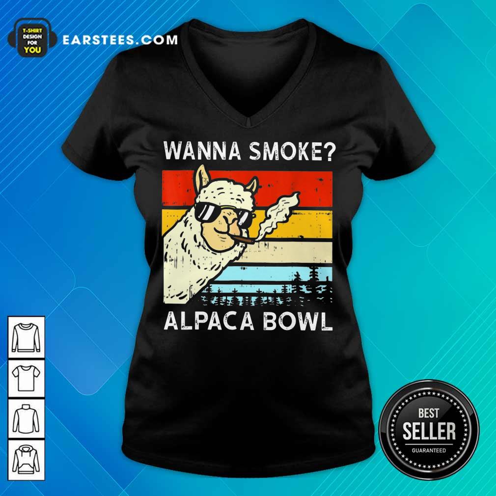 Funny Wanna Smoke Alpaca Bowl Vintage Shirt - Image 5