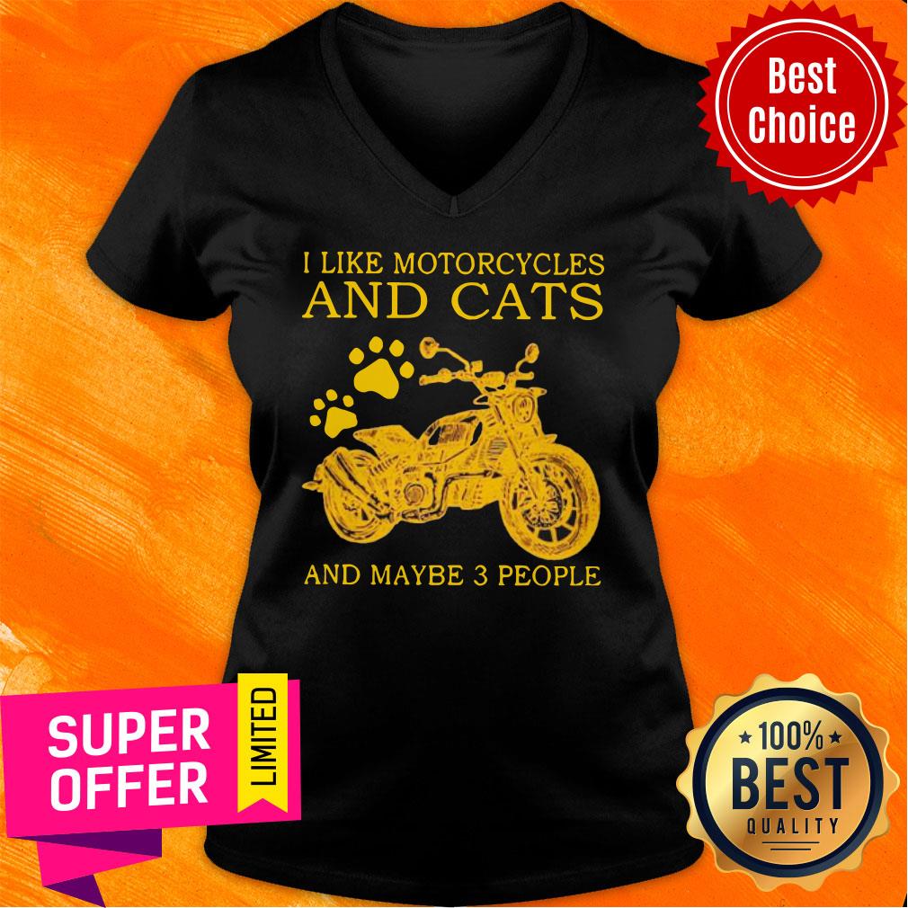I Like Motorcycles And Cats And Maybe 3 People Shirt - Image 2
