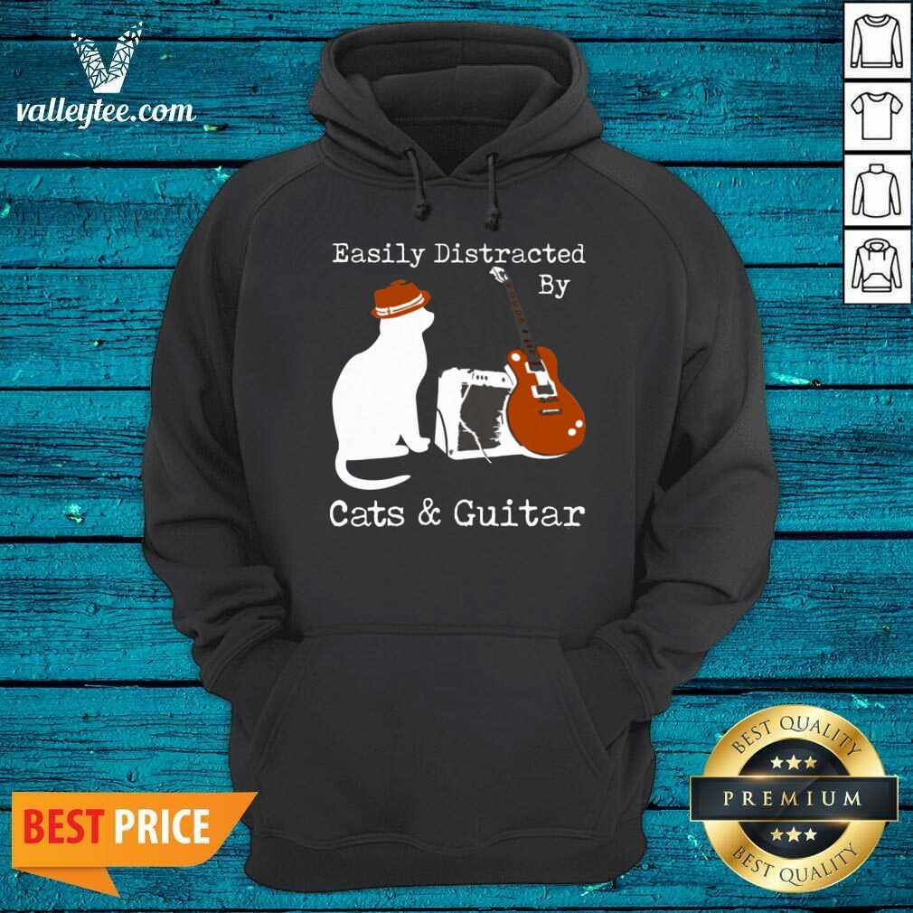 Easily Distracted By Cats And Guitar Shirt - Image 4