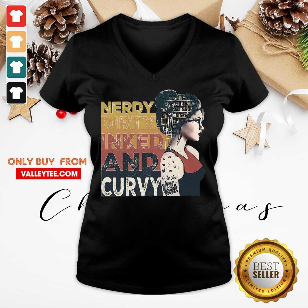 Premium Nerdy Dirty Inked And Curvy Book Girl Vintage Shirt - Image 5