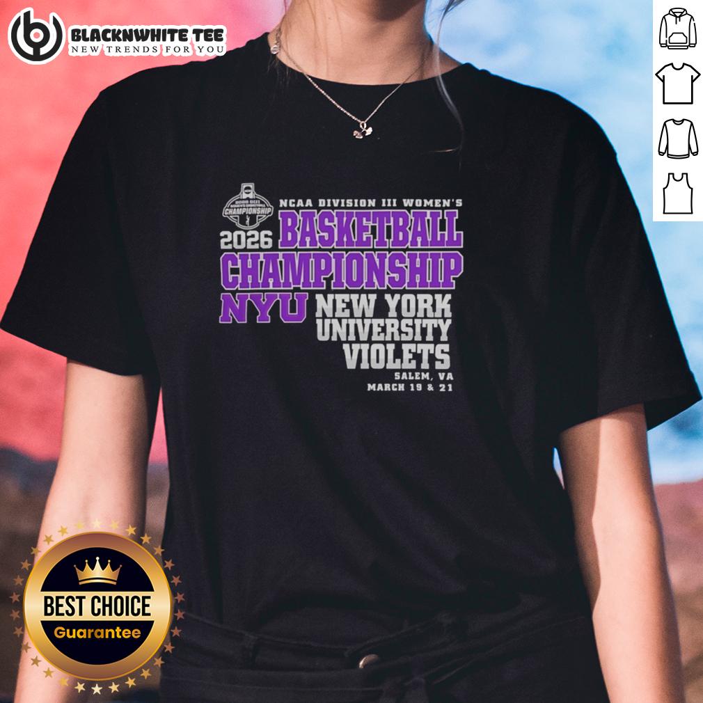 Nice New York University Violets 2026 NCAA Division III Women's Basketball Final Championship T-Shirt - Image 3