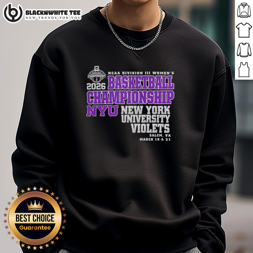 Nice New York University Violets 2026 NCAA Division III Women's Basketball Final Championship T-Shirt - Image 5