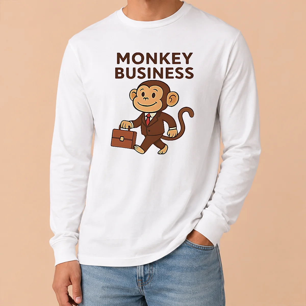 Happy Hot Monkey Business Professional Monkey With Briefcase Shirt - Image 6
