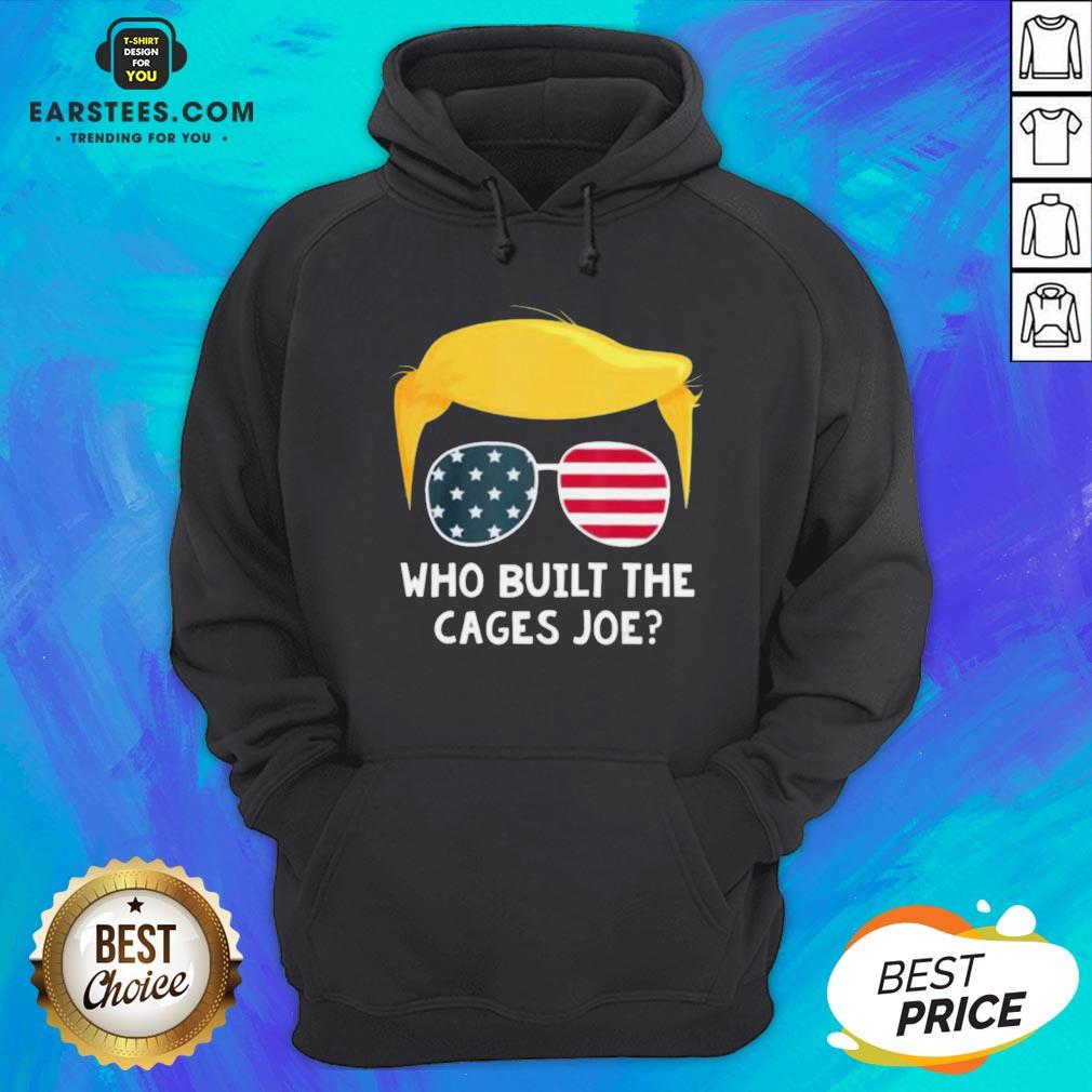 Funny Who Built The Cages Joe Donald Trump Sunglasses American Flag Shirt - Image 3
