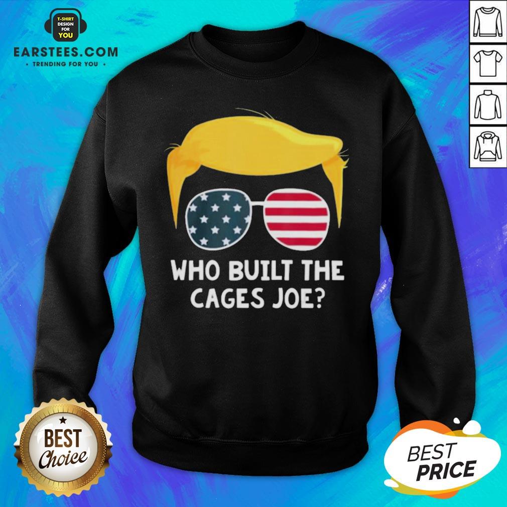Funny Who Built The Cages Joe Donald Trump Sunglasses American Flag Shirt - Image 2