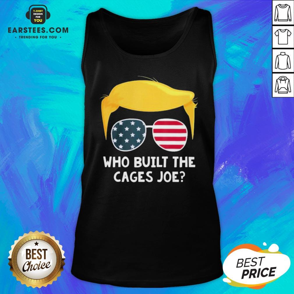 Funny Who Built The Cages Joe Donald Trump Sunglasses American Flag Shirt - Image 5