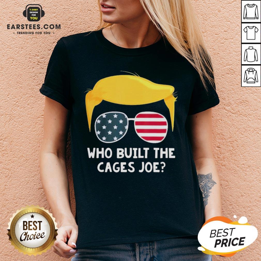 Funny Who Built The Cages Joe Donald Trump Sunglasses American Flag Shirt - Image 4