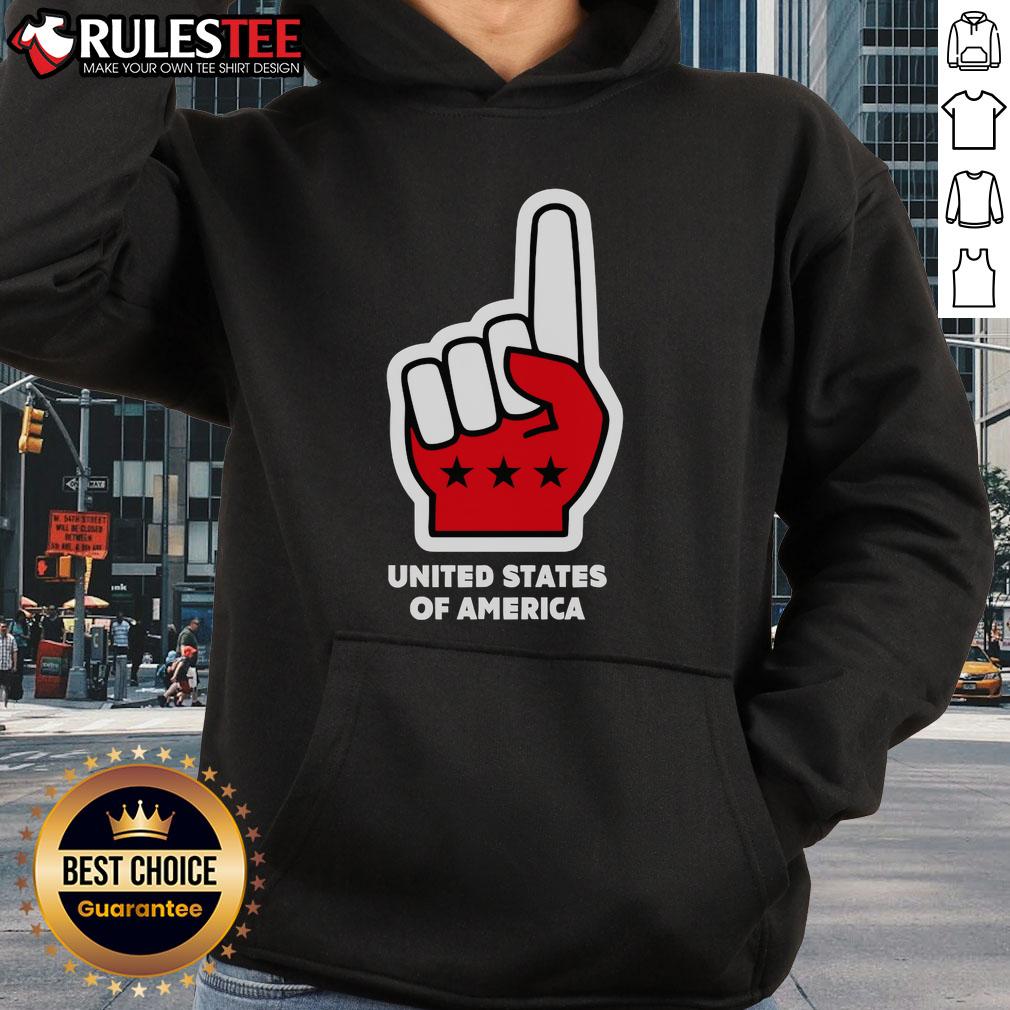 Top USA Number One Hand Sign United States Of America Foam Finger T-Shirt - Image 2