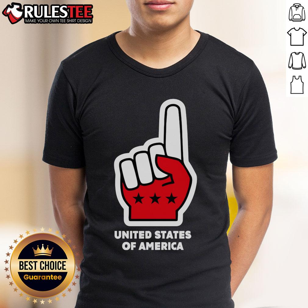 Top USA Number One Hand Sign United States Of America Foam Finger T-Shirt