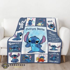 Alternative view of Good Disney Playful Stitch Collage Blanket Fleece Customized Blanket