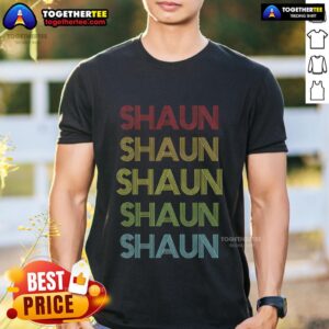 Premium Stacked Shaun Name Striped Gradient Retro T-Shirt