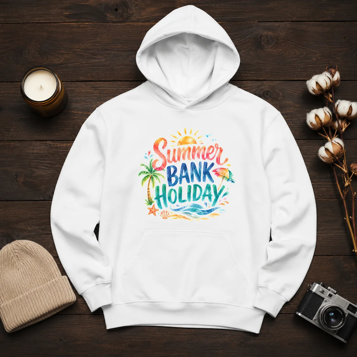 Nice Watercolor Summer Bank Holiday Beach Palm Starfish Shirt - Image 6