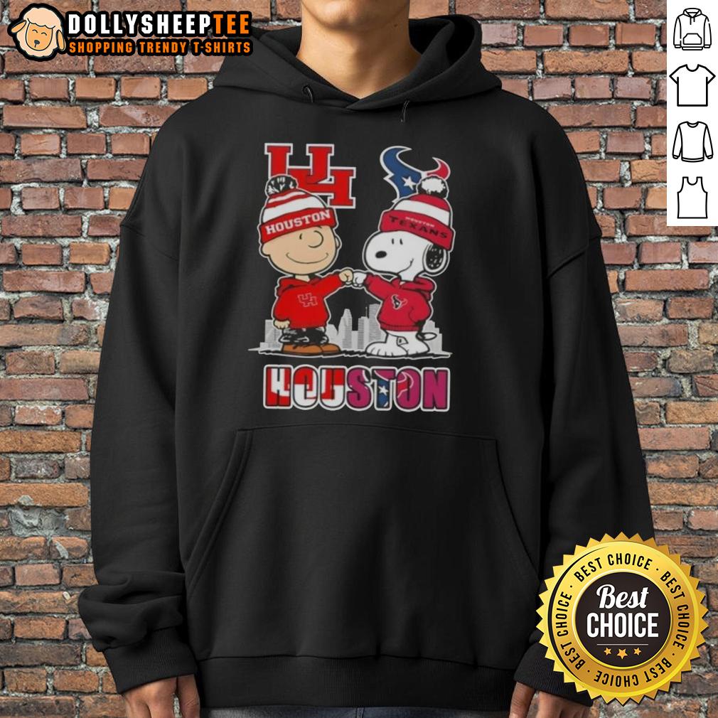 Top Snoopy And Charlie Brown Houston Sports Cougars X Texans Skyline T-Shirt - Image 2