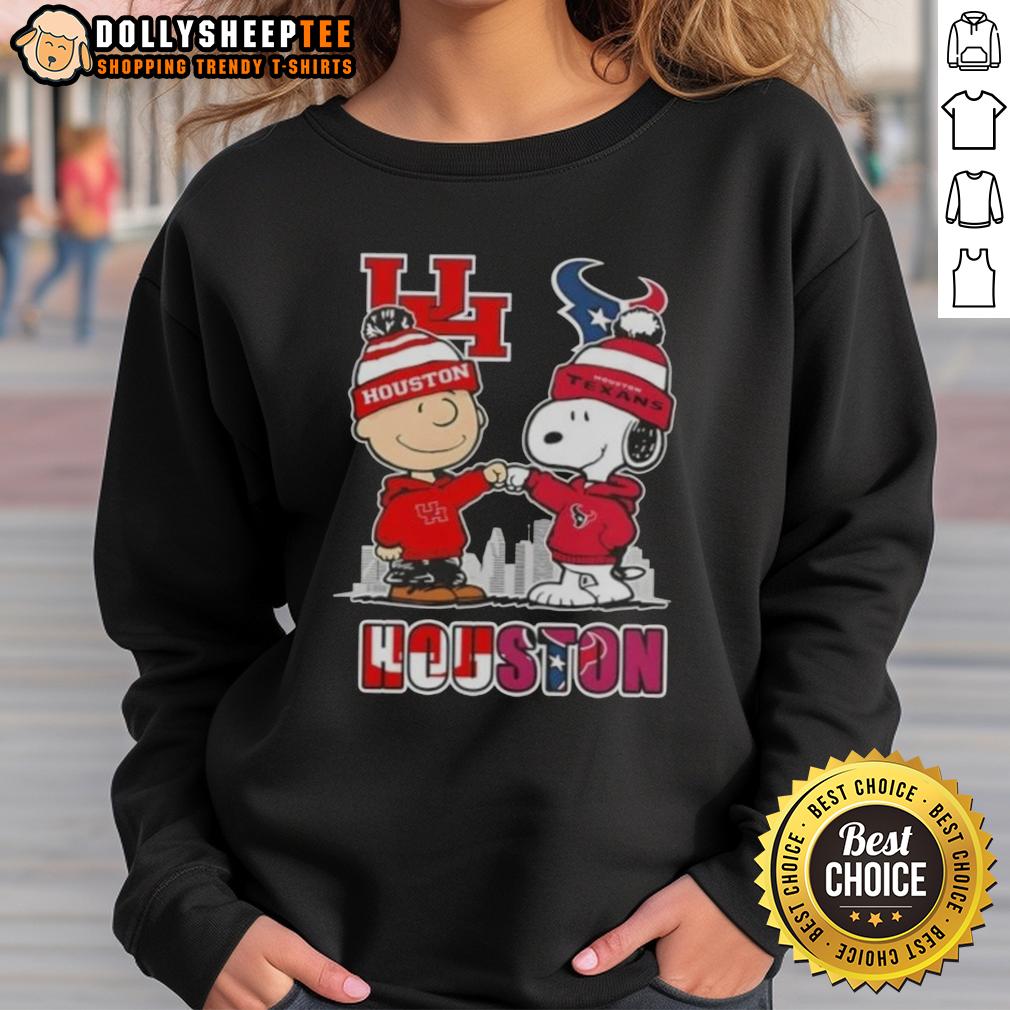 Top Snoopy And Charlie Brown Houston Sports Cougars X Texans Skyline T-Shirt - Image 5
