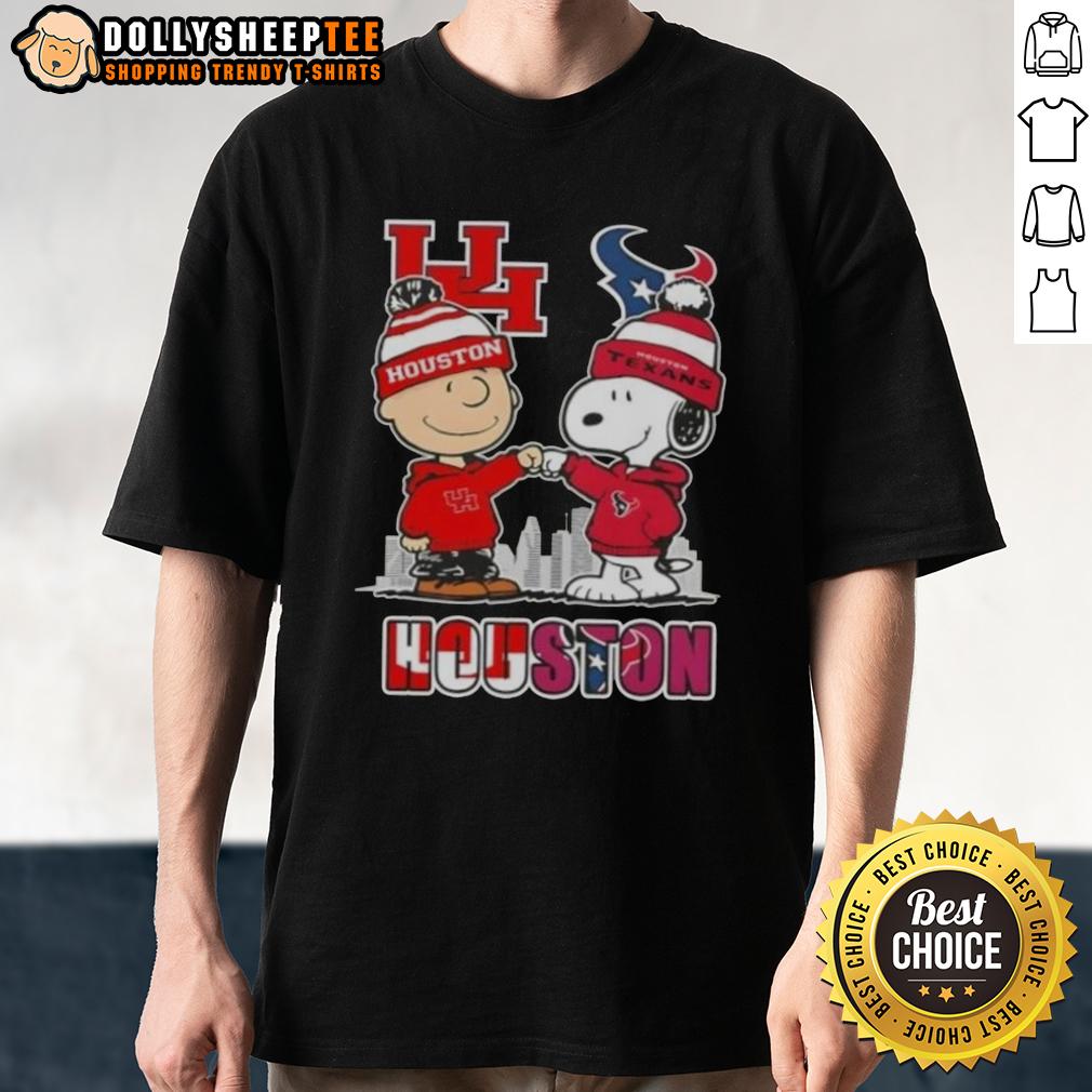 Top Snoopy And Charlie Brown Houston Sports Cougars X Texans Skyline T-Shirt