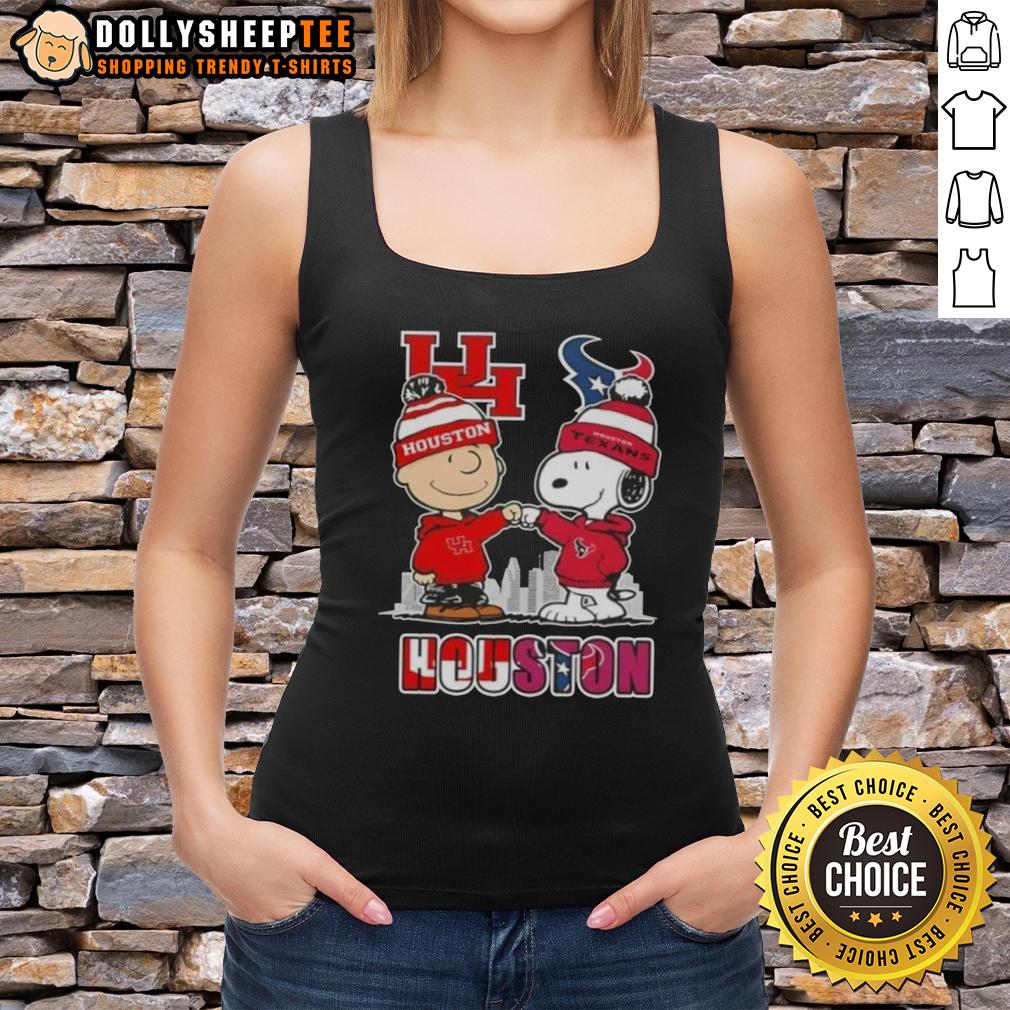 Top Snoopy And Charlie Brown Houston Sports Cougars X Texans Skyline T-Shirt - Image 4