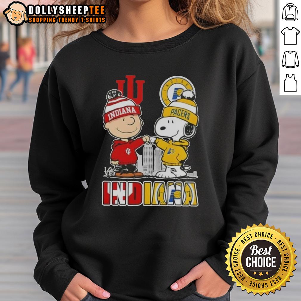 Top Snoopy And Charlie Brown Indiana Sports Hoosiers X Pacers Skyline T-Shirt - Image 5