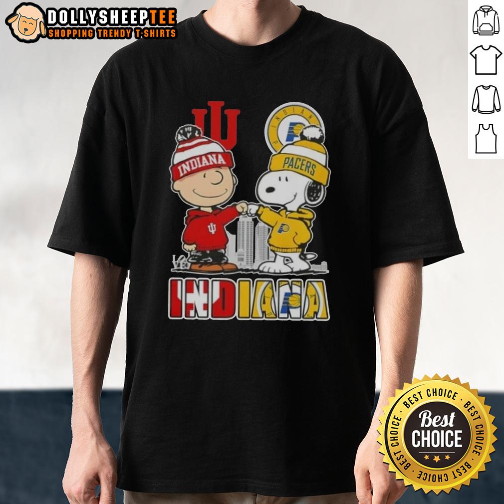 Top Snoopy And Charlie Brown Indiana Sports Hoosiers X Pacers Skyline T-Shirt