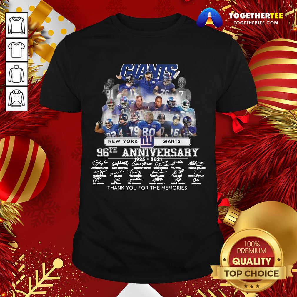 Hot New York Giant 96th Anniversary 1925 2021 Thank You For The Memories Signatures Shirt