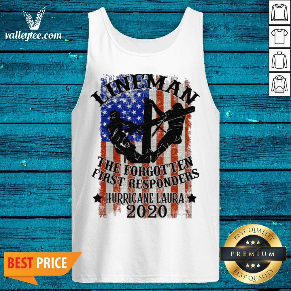 Lineman the Forgotten First Responders Hurricane Laura 2020 Print On Back Only Shirt - Image 5
