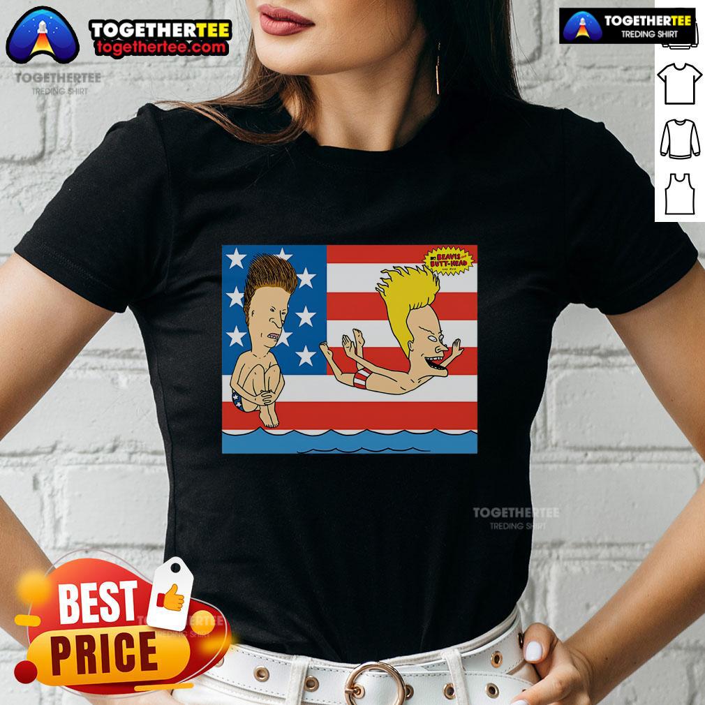Original Junior's Beavis And Butt-Head American Beach July 4th T-Shirt - Image 3