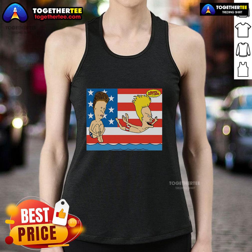 Original Junior's Beavis And Butt-Head American Beach July 4th T-Shirt - Image 4