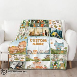 Alternative view of Perfect Cute Forest Animals Collage Whimsical Blanket Fleece Customized Blanket