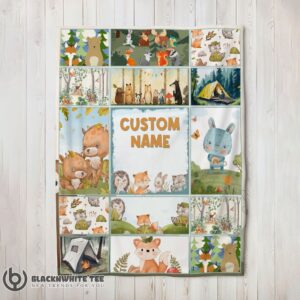 Perfect Cute Forest Animals Collage Whimsical Blanket Fleece Customized Blanket