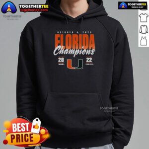 Alternative view of Official Miami Hurricanes Vs. Florida State Seminoles 2025 State Champions Score T-Shirt