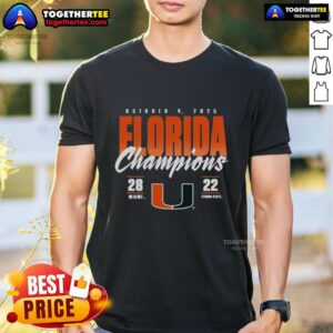 Official Miami Hurricanes Vs. Florida State Seminoles 2025 State Champions Score T-Shirt