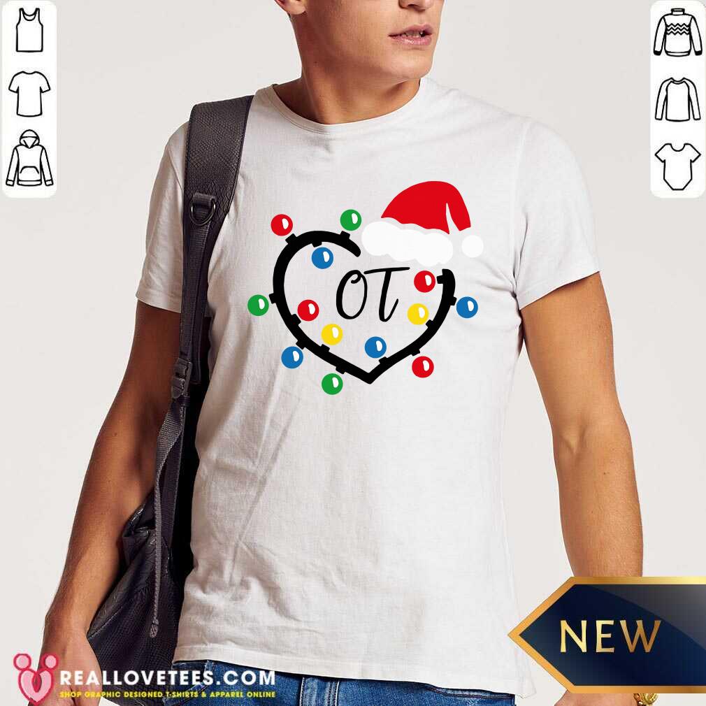 Cute Santa Hat Heart OT Merry Christmas Light Shirt