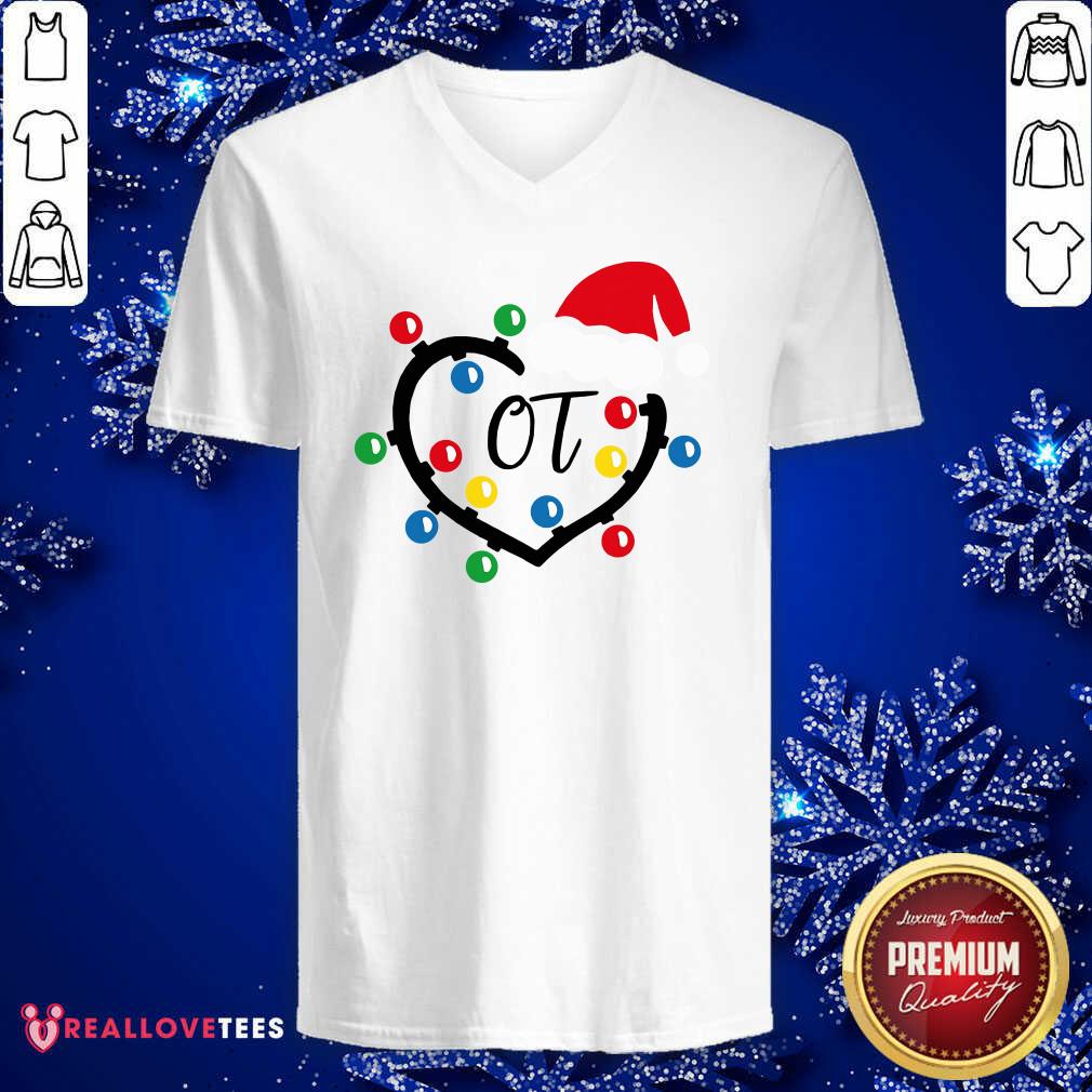 Cute Santa Hat Heart OT Merry Christmas Light Shirt - Image 5