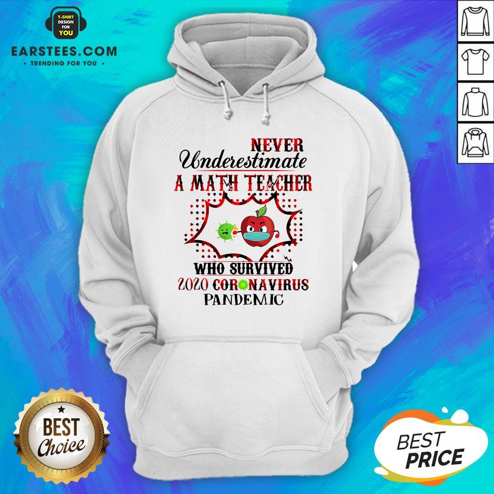 Official Never Underestimate A Math Teacher Who Survived 2020 Coronavirus Pandemic Shirt - Image 2