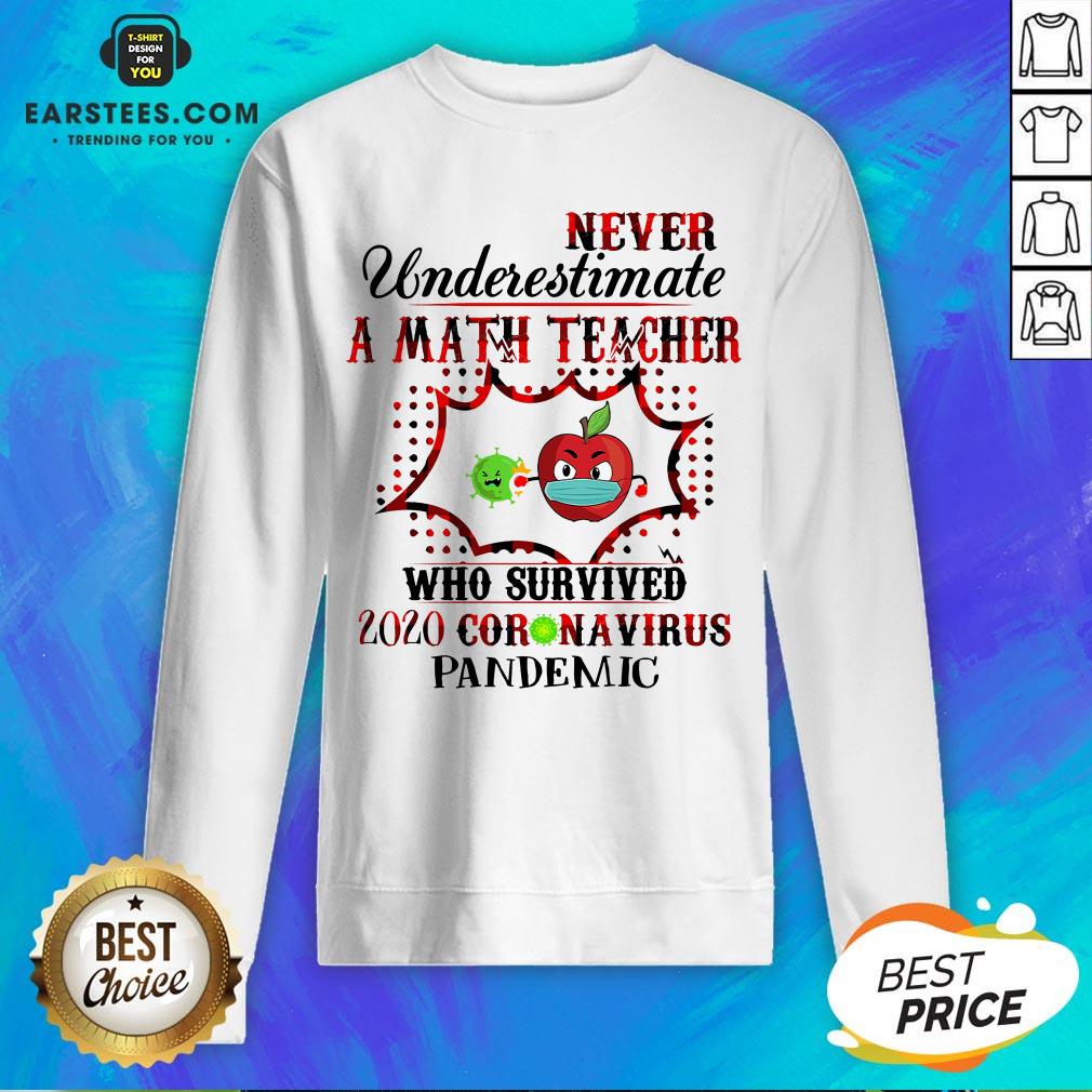 Official Never Underestimate A Math Teacher Who Survived 2020 Coronavirus Pandemic Shirt - Image 5