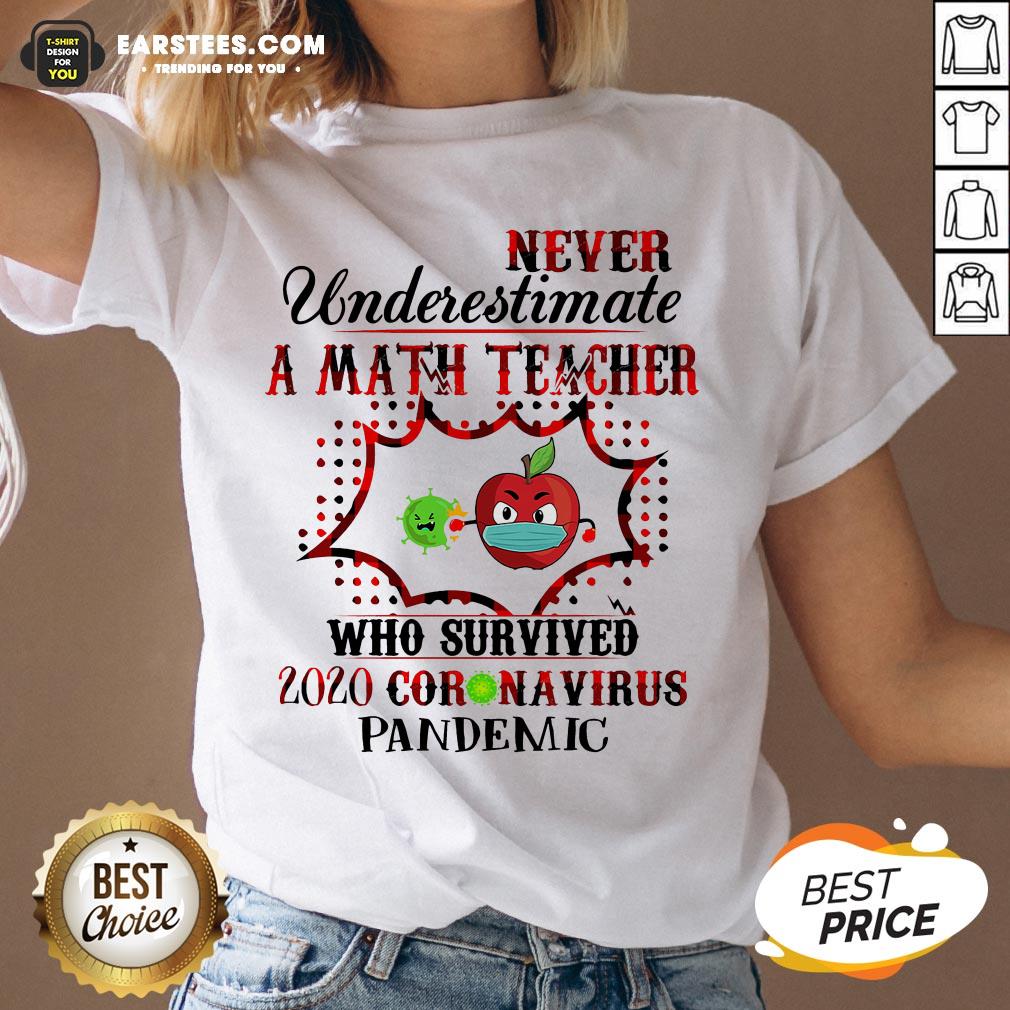 Official Never Underestimate A Math Teacher Who Survived 2020 Coronavirus Pandemic Shirt - Image 3