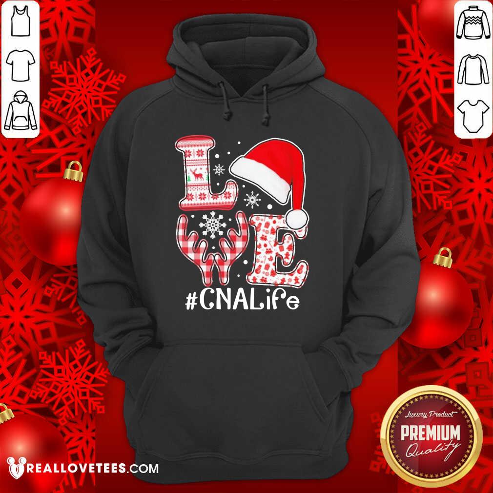 Premium Love Hat Santa And Reindeer #CNA Life Worker Ugly Christmas Shirt - Image 4