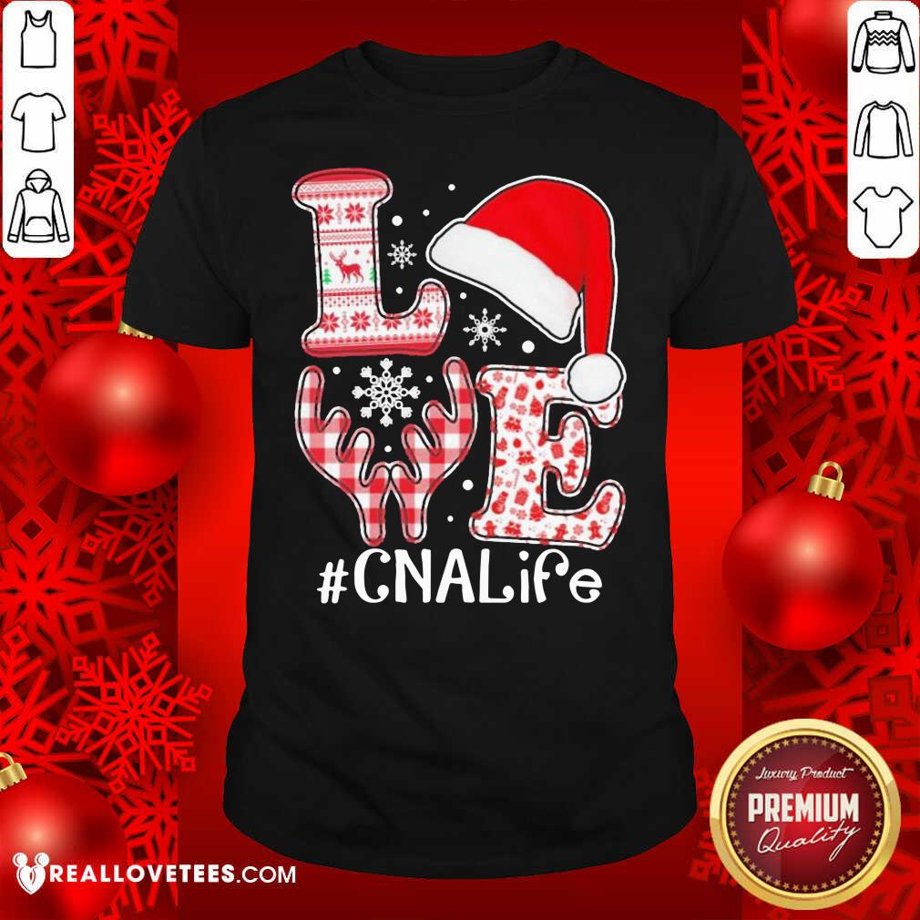 Premium Love Hat Santa And Reindeer #CNA Life Worker Ugly Christmas Shirt