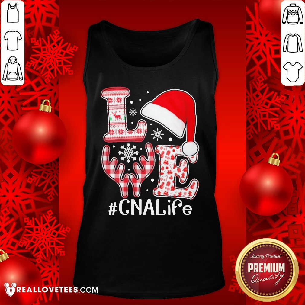 Premium Love Hat Santa And Reindeer #CNA Life Worker Ugly Christmas Shirt - Image 2