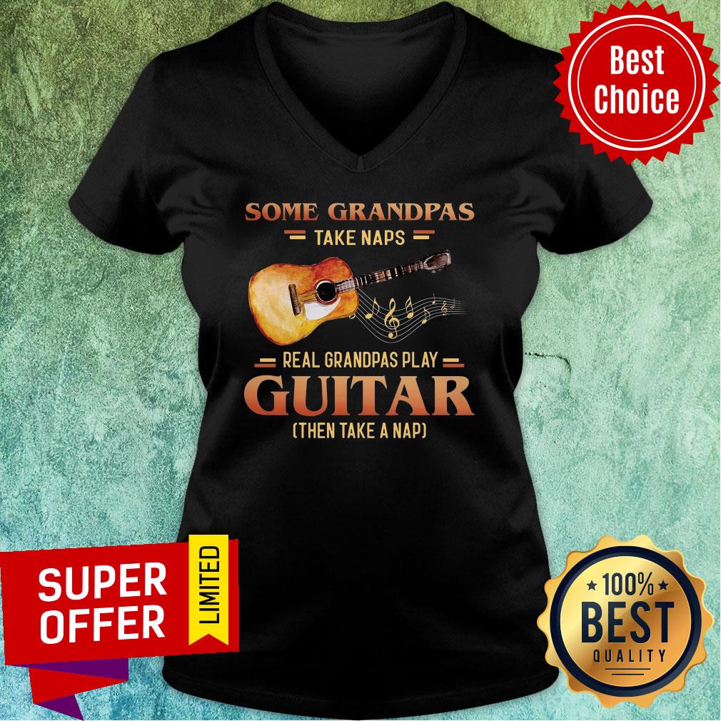 Some Grandpas Take Naps Guitar Real Grandpas Play Shirt - Image 2