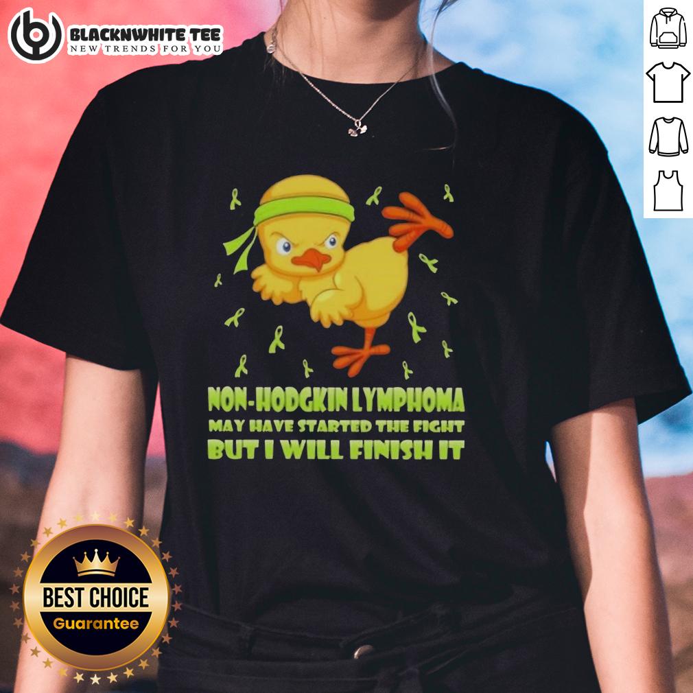 Awesome Cartoon Chick Karate Kick Non-Hodgkin Lymphoma May Have Started The Fight But I Will Finish It T-Shirt - Image 3