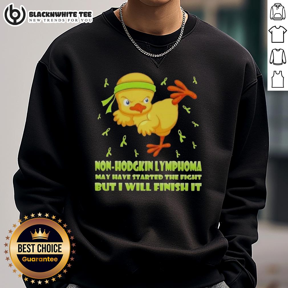 Awesome Cartoon Chick Karate Kick Non-Hodgkin Lymphoma May Have Started The Fight But I Will Finish It T-Shirt - Image 5