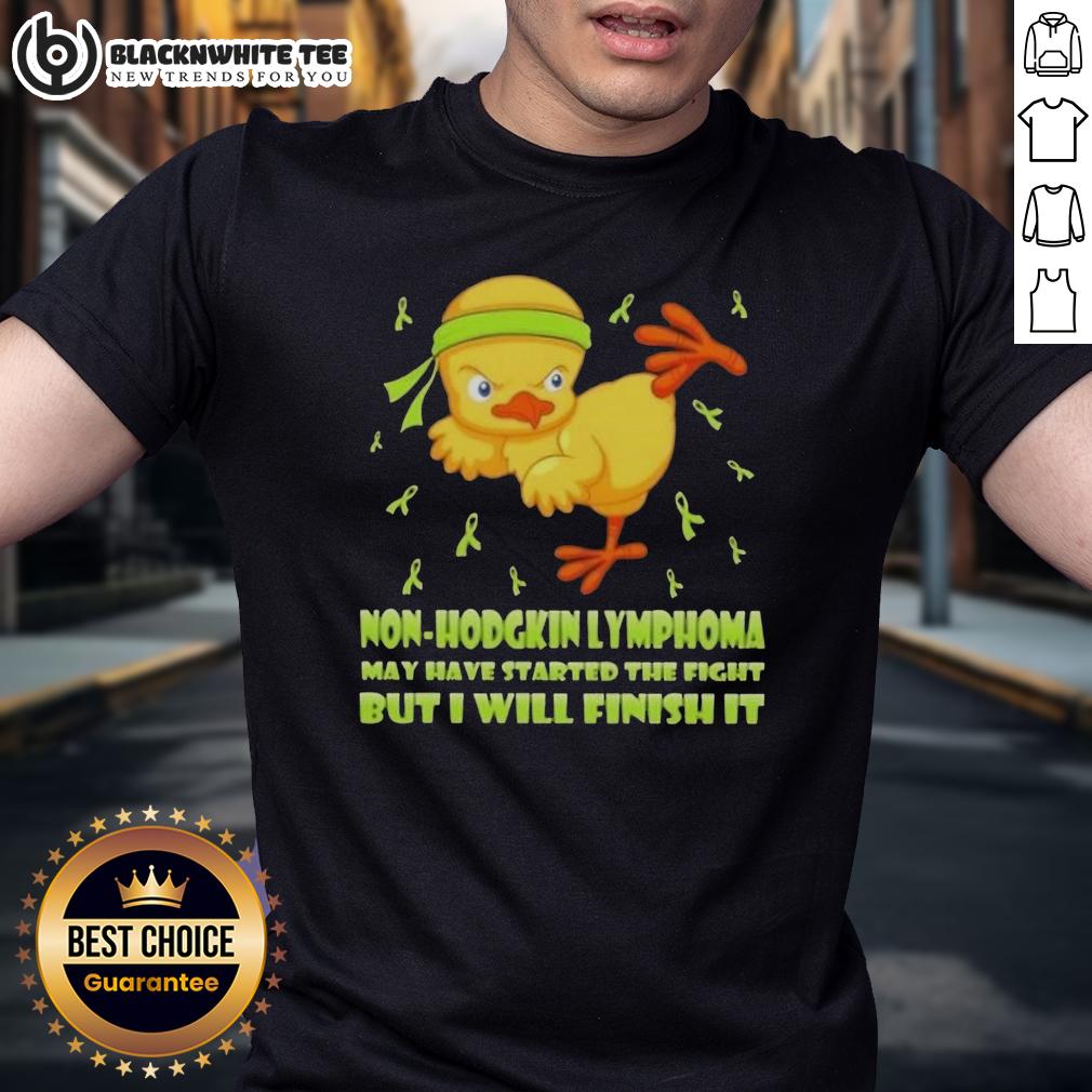 Awesome Cartoon Chick Karate Kick Non-Hodgkin Lymphoma May Have Started The Fight But I Will Finish It T-Shirt