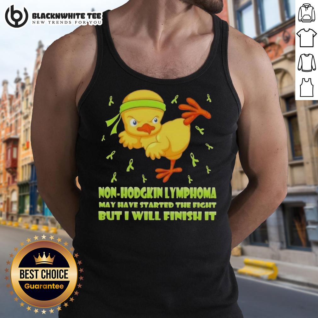 Awesome Cartoon Chick Karate Kick Non-Hodgkin Lymphoma May Have Started The Fight But I Will Finish It T-Shirt - Image 4