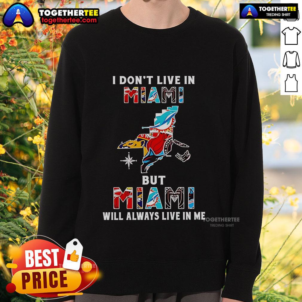 Awesome I Don't Live In Miami But Miami Will Always Live In Me Sport Teams T-Shirt - Image 5